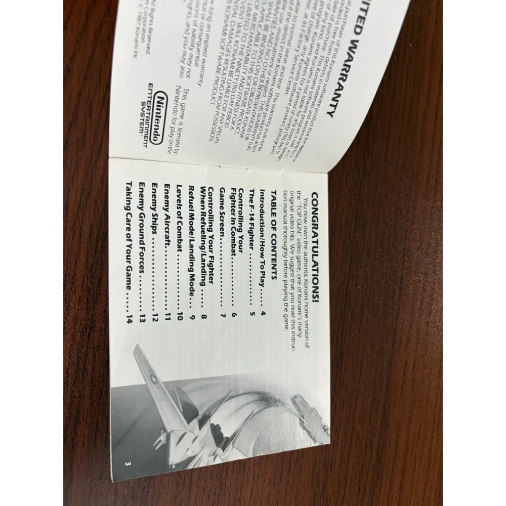 Top Gun NES Manual Instruction Booklet ONLY Nintendo Entertainment System